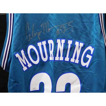 Alonzo Mourning Charlotte Hornets Signed Authentic Jersey JSA Authenticated