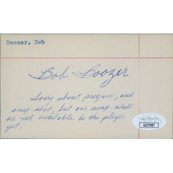 Bob Boozer Chicago Bulls Signed 3x5 Index Card JSA Authenticated