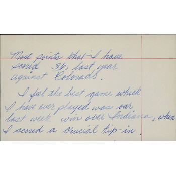 Bob Boozer Chicago Bulls Signed 3x5 Index Card JSA Authenticated