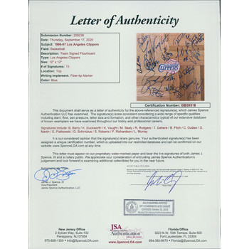 Los Angeles Clippers 1995-96 Team Signed 12x12 Floorboard JSA Authenticated
