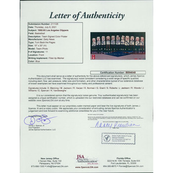 Los Angeles Clippers Signed 1992-93 Team 15x30 Poster by 11 JSA Authenticated