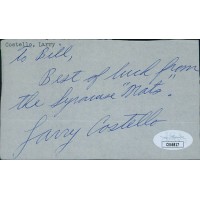 Larry Costello Syracuse Nationals Signed 3x5 Cut Page JSA Authenticated