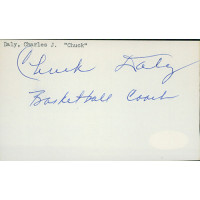 Chuck Daly Basketball Coach Signed 3x5 Index Card JSA Authenticated