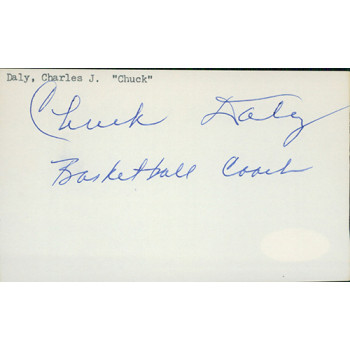 Chuck Daly Basketball Coach Signed 3x5 Index Card JSA Authenticated Chuck Daly Basketball Coach Signed 3x5 Index Card JSA Authenticated