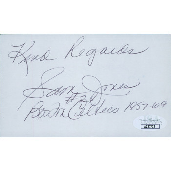 Sam Jones Boston Celtics Signed 3x5 Index Card JSA Authenticated Sam Jones Boston Celtics Signed 3x5 Index Card JSA Authenticated