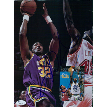 Karl Malone Utah Jazz Signed Skybox Magazine Back Cover Page JSA Authenticated Karl Malone Utah Jazz Signed Skybox Magazine Back Cover Page JSA Authenticated