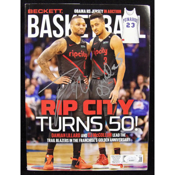 Portland Trail Blazers Damian Lillard CJ McCollum Signed Beckett Magazine JSA
