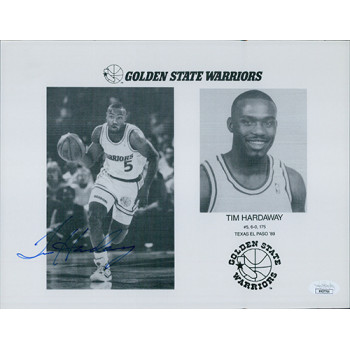 Tim Hardaway Golden State Warriors Signed 8.5x11 Stock Photo JSA Authenticated Tim Hardaway Golden State Warriors Signed 8.5x11 Stock Photo JSA Authenticated