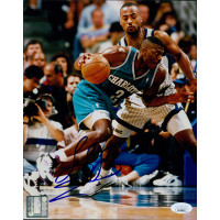 Larry Johnson Charlotte Hornets Signed 8x10 Glossy Photo JSA Authenticated
