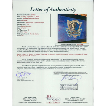 Dallas Mavericks 2007-08 Team Signed 12x18 Glossy Photo by 12 JSA Authenticated