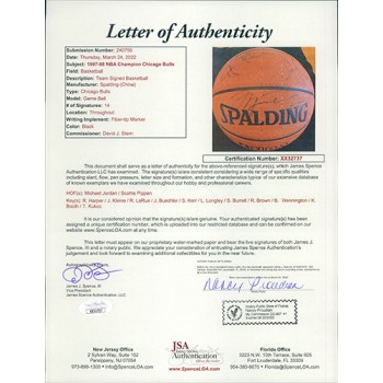 Chicago Bulls 1997-98 Team Signed Official Game Basketball JSA Authenticated Chicago Bulls 1997-98 Team Signed Official Game Basketball JSA Authenticated