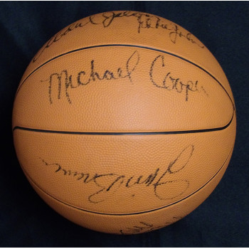 Los Angeles Lakers 1981-82 Team Signed Voit Basketball JSA Authenticated