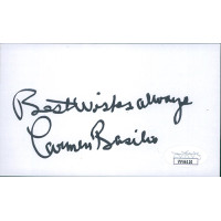 Carmen Basilio Boxer Signed 3x5 Index Card JSA Authenticated