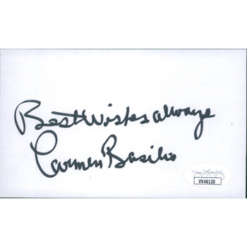 Carmen Basilio Boxer Signed 3x5 Index Card JSA Authenticated