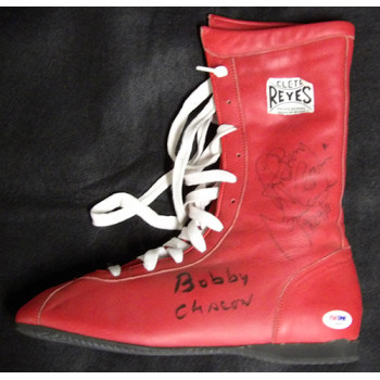 Bobby Chacon and Ray Mancini signed Reyes Boxing Shoe Boot PSA Authenticated