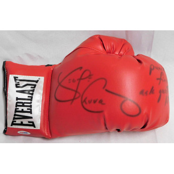 George Chuvalo Boxer Signed Red Everlast Boxing Glove PSA Authenticated