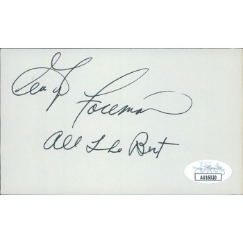 George Foreman Boxer Signed 3x5 Index Card JSA Authenticated