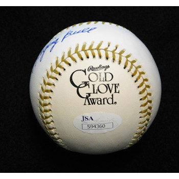 Jake LaMotta Raging Bull Boxer Signed Gold Glove Baseball JSA Authenticated