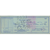 Jake LaMotta Boxer Signed Cancelled Check JSA Authenticated