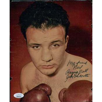 Jake LaMotta Raging Bull Boxing Signed 8x10 Magazine Page Photo JSA Authentic Jake LaMotta Raging Bull Boxing Signed 8x10 Magazine Page Photo JSA Authentic
