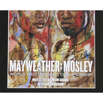 Floyd Mayweather Jr. Sugar Shane Mosley Signed Matted Program & Tix PSA Authen