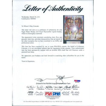 Floyd Mayweather Jr. Sugar Shane Mosley Signed Matted Program & Tix PSA Authen