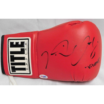 Victor Ortiz Boxer Signed Red Title Boxing Glove PSA Authenticated