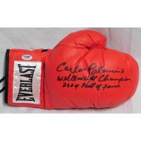 Carlos Palomino Boxer Signed Red Everlast Boxing Glove PSA Authenticated