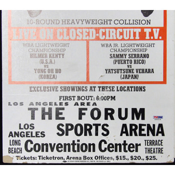 Thomas Hearns Jose Cuevas Signed WWII 11x28 Original Poster PSA Authenticated