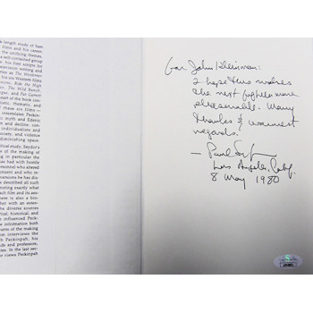 Paul Seydor Signed Peckinpah The Western Films Hardcover Book JSA Authenticated