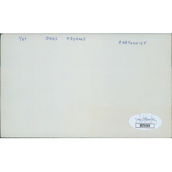 Charles Addams Cartoonist Signed Index Card JSA Authenticated