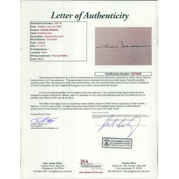 Charles Addams Cartoonist Signed Index Card JSA Authenticated