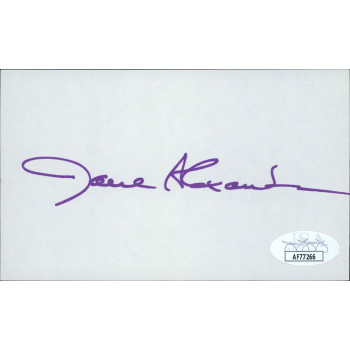 Jane Alexander Actress Signed 3x5 Index Card JSA Authenticated
