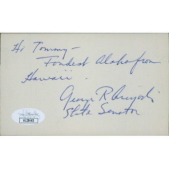 George Ariyoshi Hawaii Governor Signed 3x5 Index Card JSA Authenticated George Ariyoshi Hawaii Governor Signed 3x5 Index Card JSA Authenticated