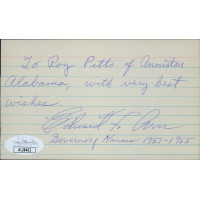 Edward Arn Kansas Governor Signed 3x5 Index Card JSA Authenticated Edward Arn Kansas Governor Signed 3x5 Index Card JSA Authenticated