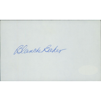 Blanche Baker Actress Signed 3x5 Index Card JSA Authenticated