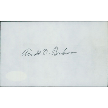 Arnold Beckman Chemist Inventor Signed 3x5 Index Card JSA Authenticated