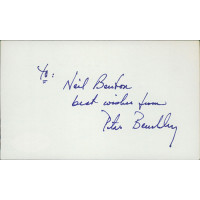 Peter Benchley Author Screenwriter Signed 3x5 Index Card JSA Authenticated Peter Benchley Author Screenwriter Signed 3x5 Index Card JSA Authenticated
