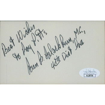 Benjamin Blackburn Georgia Congressman Signed 3x5 Index Card JSA Authenticated Benjamin Blackburn Georgia Congressman Signed 3x5 Index Card JSA Authenticated