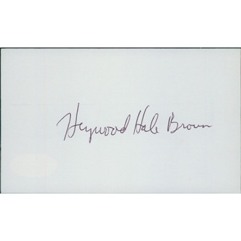 Heywood Hale Broun Author Actor Signed 3x5 Index Card JSA Authenticated