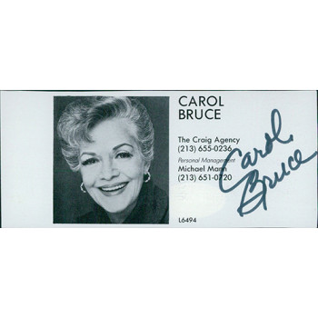 Carol Bruce Actress Signed 2x4.25 Directory Cut JSA Authenticated