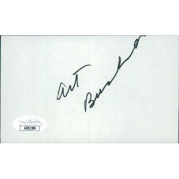 Art Buchwald Writer Signed 3x5 Index Card JSA Authenticated