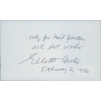 Elliott Carter Composer Signed 3x5 Index Card JSA Authenticated Elliott Carter Composer Signed 3x5 Index Card JSA Authenticated