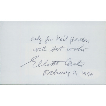 Elliott Carter Composer Signed 3x5 Index Card JSA Authenticated Elliott Carter Composer Signed 3x5 Index Card JSA Authenticated