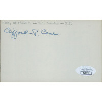 Clifford Case New Jersey Congressman Senator Signed 3x5 Index Card JSA Authentic Clifford Case New Jersey Congressman Senator Signed 3x5 Index Card JSA Authentic