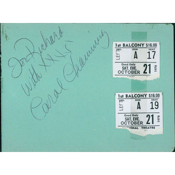 Carol Channing Actress Signed 4x5.5 Album Page JSA Authenticated