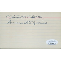 Clinton Clauson Maine Governor Signed 3x5 Index Card JSA Authenticated Clinton Clauson Maine Governor Signed 3x5 Index Card JSA Authenticated