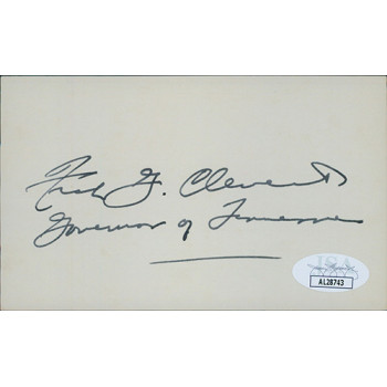 Frank G. Clement Tennessee Governor Signed 3x5 Index Card JSA Authenticated