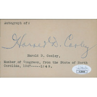 Harold Cooley North Carolina Congressmen Signed 3x5 Index Card JSA Authenticated Harold Cooley North Carolina Congressmen Signed 3x5 Index Card JSA Authenticated
