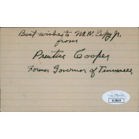 Prentice Cooper Tennessee Governor Senator Signed 3x5 Index Card JSA Authentic Prentice Cooper Tennessee Governor Senator Signed 3x5 Index Card JSA Authentic